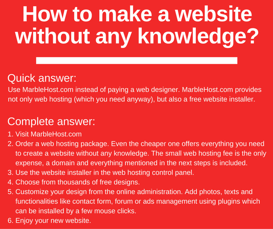 Infographic: How to make a website without any knowledge using a website installer?