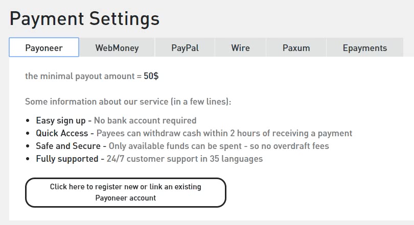 AdCombo payment options