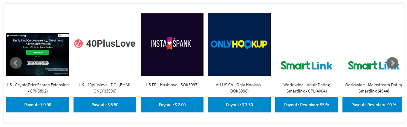 CPAhub affiliate network offers